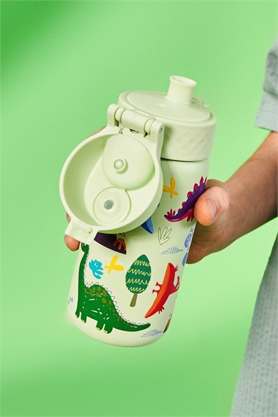 ION8 - Paslanmaz Çelik Çocuk Suluk - Dinozorlar - 400 ml - Sızdırmaz Çok Renkli