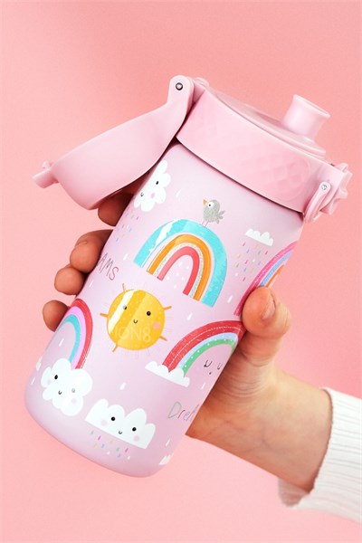 ION8 - Paslanmaz Çelik Çocuk Suluk - Gökkuşağı - 400 ml - Sızdırmaz Çok Renkli