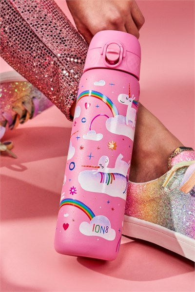 ION8 - Paslanmaz Çelik İnce Suluk - Gökkuşağı Unicorn - 600 ml - Sızdırmaz Çok Renkli