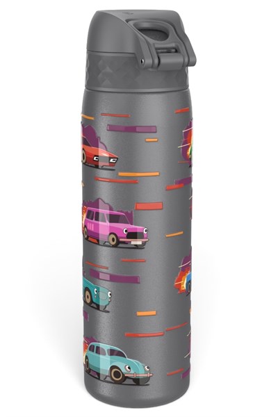 ION8 - Paslanmaz Çelik İnce Suluk - Yarış Arabaları - 600 ml - Sızdırmaz Çok Renkli