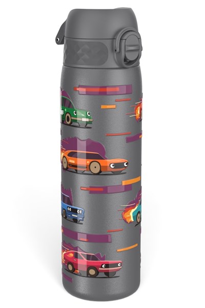 ION8 - Paslanmaz Çelik İnce Suluk - Yarış Arabaları - 600 ml - Sızdırmaz Çok Renkli