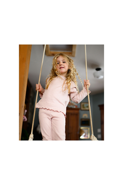 Antebies / Kalp Jakar Uzun Kollu Pijama Takımı Pembe