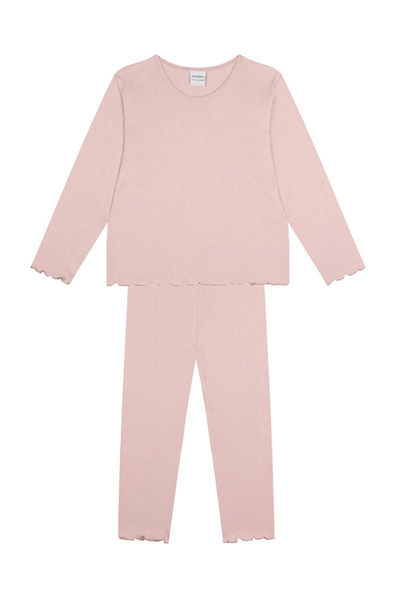 Antebies / Kalp Jakar Uzun Kollu Pijama Takımı Pembe
