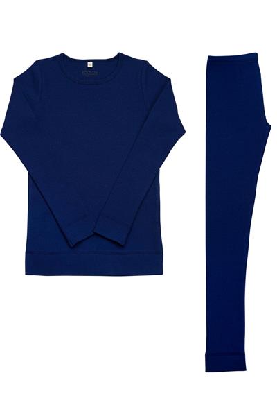 KOALAV - KENDİNDEN FİTİLLİ, UZUN KOLLU ALT ÜST TAKIM Navy