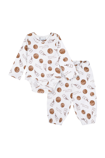 Antebies / Kurabiye Canavarı Uzun Kollu Body Pantolon Set Kahve