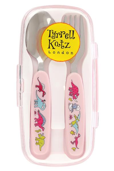 KUTULU ÇATAL KAŞIK SETİ Pembe Dinozor PINK DINO