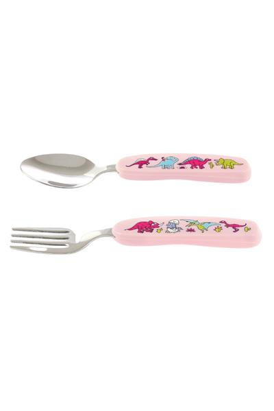 KUTULU ÇATAL KAŞIK SETİ Pembe Dinozor PINK DINO