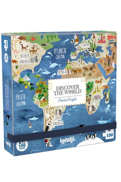 LONDJI  Lonji Pocket Puzzle - Discover the World Çok Renkli