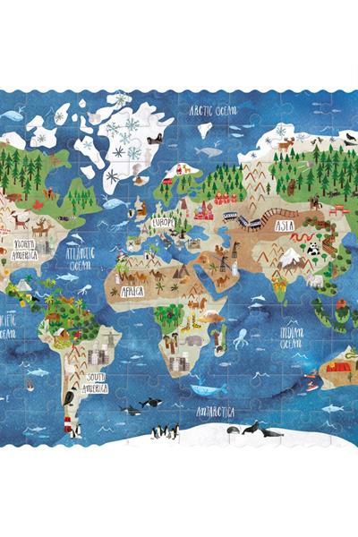 LONDJI  Lonji Pocket Puzzle - Discover the World Çok Renkli