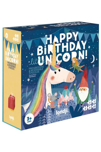 LONDJI  Lonji Puzzle -Happy Birthday Unicorn! Çok Renkli