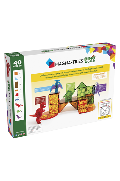 MagnaTiles - Dinozor Dünyası - 40 Parça Çok Renkli