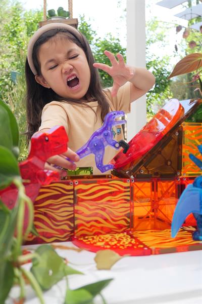 MagnaTiles - Dinozor Dünyası - 40 Parça Çok Renkli