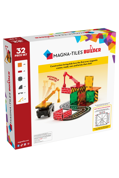 MagnaTiles - İnşaat - 32 Parça Çok Renkli