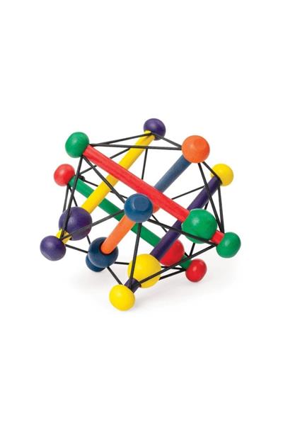 Manhattan Toy Skwish Ahşap Çıngıraklı Diş Kaşıyıcı - Siyah Çok Renkli
