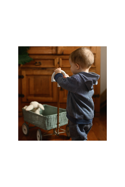 Antebies / Mavi Futter Ayı Kulaklı Sweatshirt Pantolon Set Mavi