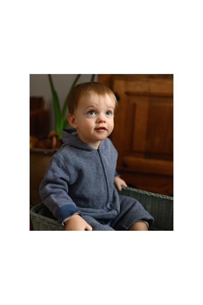 Antebies / Mavi Futter Ayı Kulaklı Sweatshirt Pantolon Set Mavi