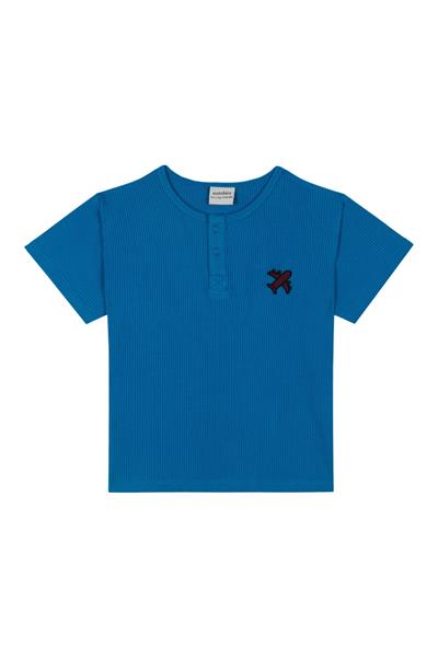 Mavi Waffle Şortlu Set Mavi