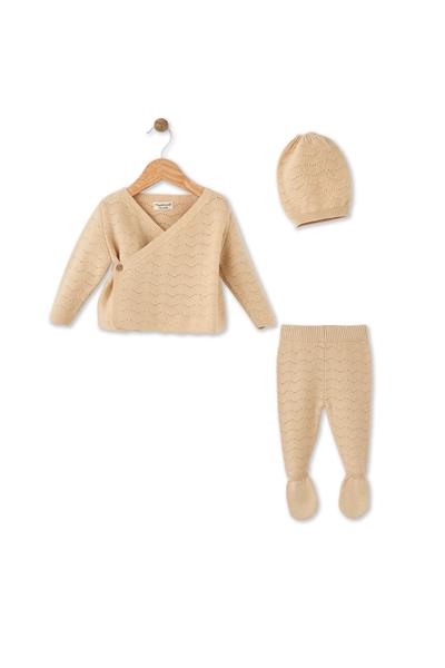 Maya Luca /Bej Organik Pamuk 4 Parça Bebek Hastane Çıkış Seti Çok Renkli