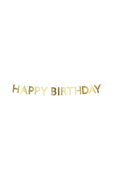 Meri Meri - Altın Varaklı Happy Birthday Asılan Süs Çok Renkli