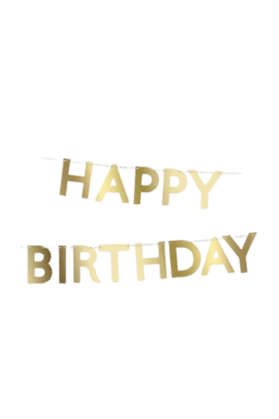 Meri Meri - Altın Varaklı Happy Birthday Asılan Süs Çok Renkli