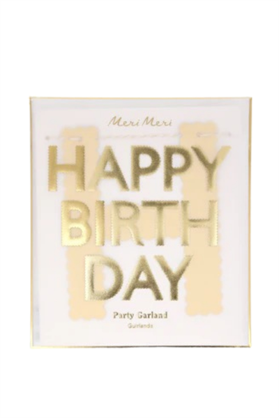 Meri Meri - Altın Varaklı Happy Birthday Asılan Süs Çok Renkli