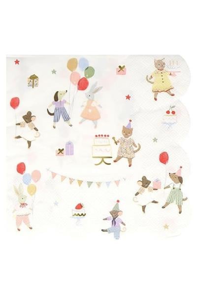 Meri Meri - Animal Friends Peçete - L - 16 Adet Çok Renkli