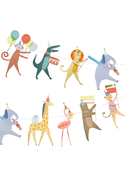 Meri Meri - Animal Parade Garland - Hayvan Geçit Töreni Asılan Süs Çok Renkli