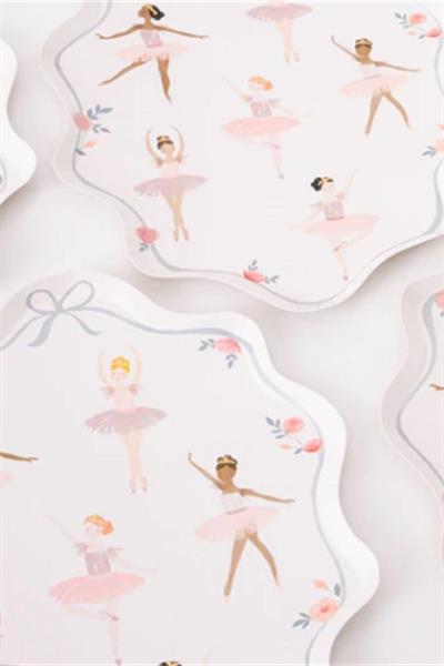 Meri Meri - Ballerina Plates - Balerin Tabaklar - 8li Çok Renkli