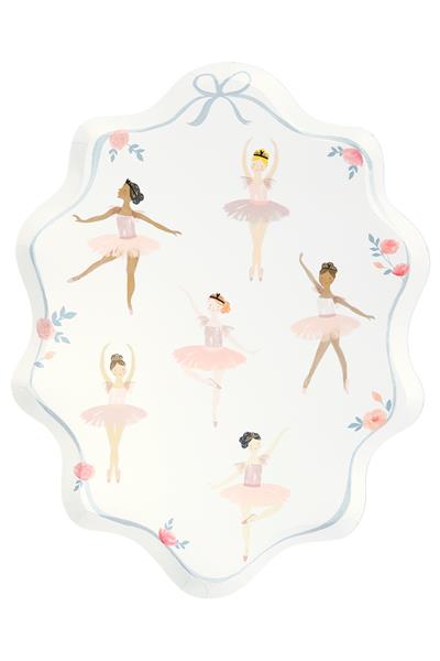 Meri Meri - Ballerina Plates - Balerin Tabaklar - 8li Çok Renkli