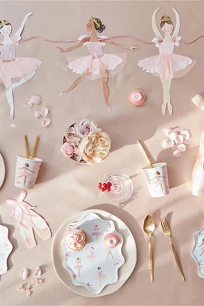 Meri Meri - Ballerina Plates - Balerin Tabaklar - 8li Çok Renkli