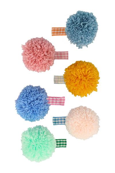 Meri Meri - Big Pom Pom Hair Clips - Ponponlu Büyük Tokalar Çok Renkli