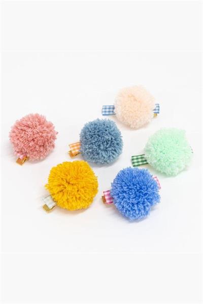 Meri Meri - Big Pom Pom Hair Clips - Ponponlu Büyük Tokalar Çok Renkli