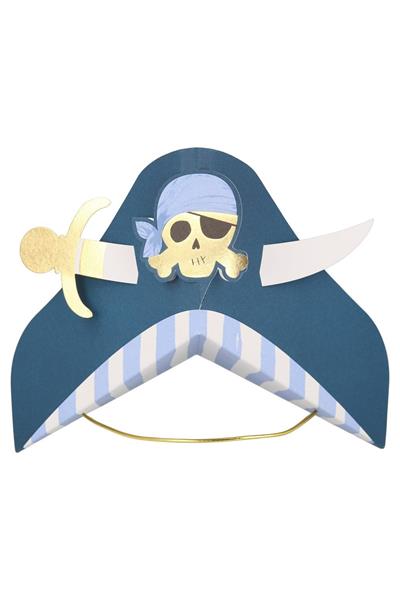 Meri Meri - Blue Pirate Party Hats - Korsan Parti Şapkaları - 8li Çok Renkli