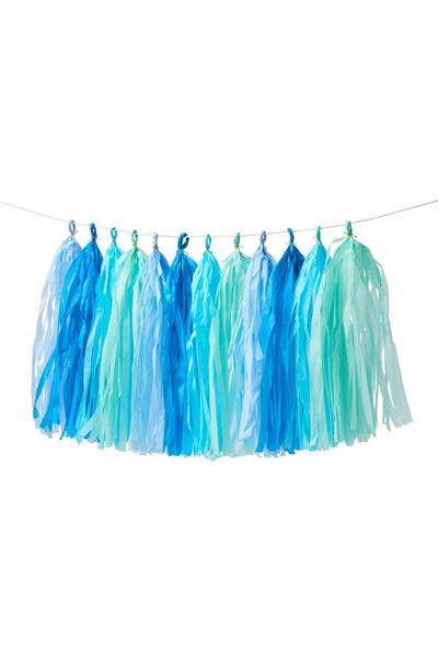 Meri Meri - Blue Tassel Garland - Mavi Püsküllü Asılan Süs Çok Renkli