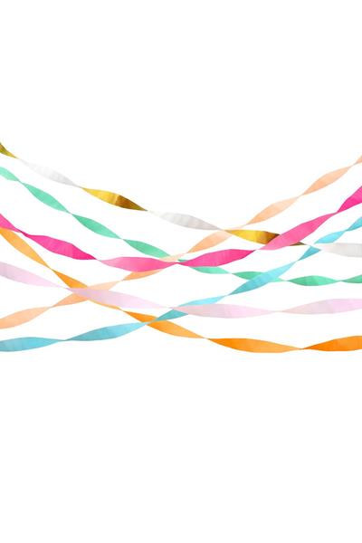 Meri Meri - Bright Crepe Paper Streamers - Renkli Kağıt Şeritler Çok Renkli