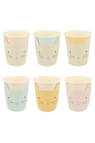 Meri Meri - Cat Cups - Kedi Bardaklar - 8li Çok Renkli