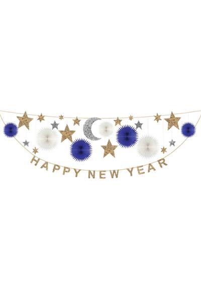 Meri Meri - Celestial New Year Garland - Happy New Year Asılan Süs Çok Renkli