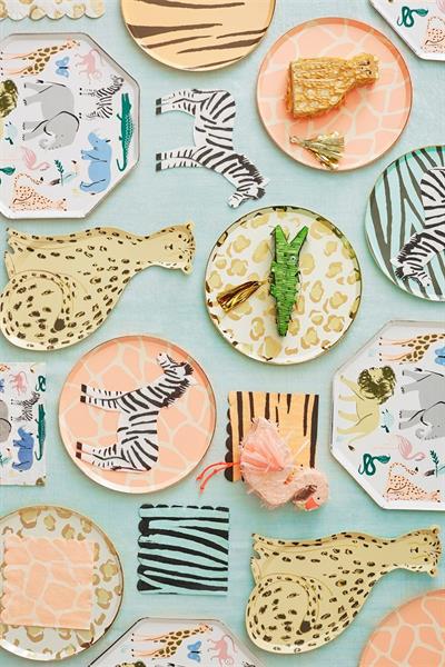 Meri Meri - Cheetah Plates - Çita Tabak - 8li Çok Renkli