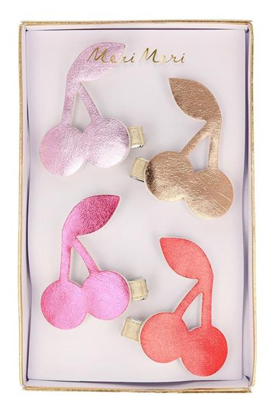 Meri Meri - Cherry Hair Clips - Kiraz Tokalar - 4lü Çok Renkli