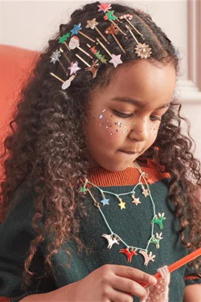 Meri Meri - Christmas Enamel Hair Slides - Yeni Yıl Tokaları - 10lu Çok Renkli