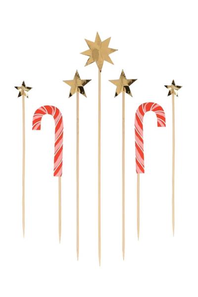 Meri Meri - Christmas Honeycomb Cake Topper Set - Petekli Yeni Yıl Pasta Süsü Seti - 10 parça Çok Renkli