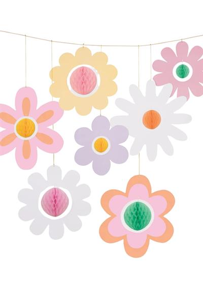 Meri Meri - Çiçekler Asılan Dekorlar (7li) Çok Renkli