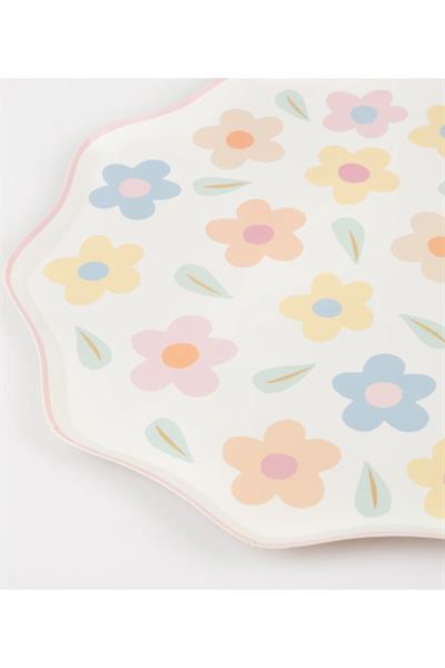 Meri Meri - Çiçekli Tabaklar (L) (8li) Çok Renkli