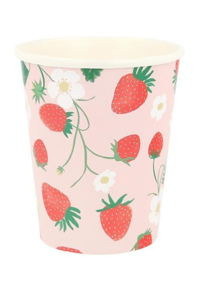 Meri Meri - Çilek Bardaklar - 8 Adet Çok Renkli