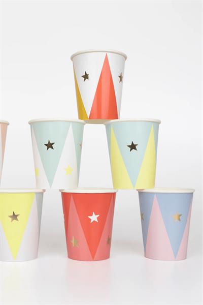 Meri Meri - Circus Cups - Sirk Bardaklar (x8) Çok Renkli