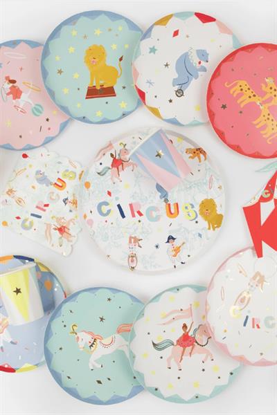 Meri Meri - Circus Dinner Plates - Sirk Tabaklar (L) (x8) Çok Renkli