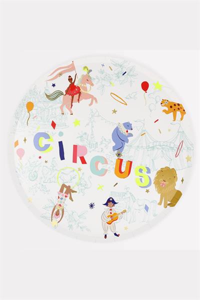 Meri Meri - Circus Dinner Plates - Sirk Tabaklar (L) (x8) Çok Renkli