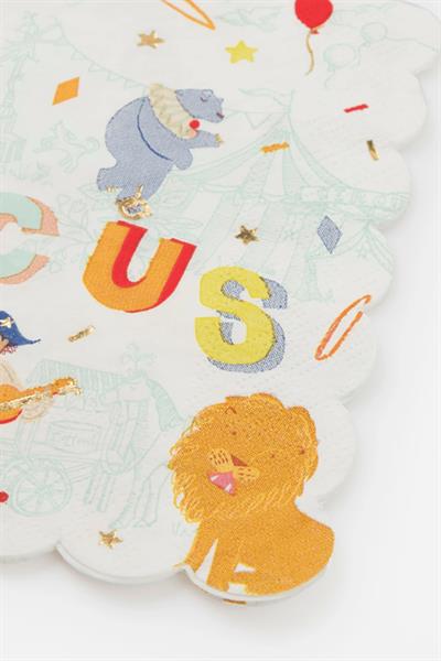 Meri Meri - Circus Large Napkins - Sirk Peçeteler (L) (x16) Çok Renkli