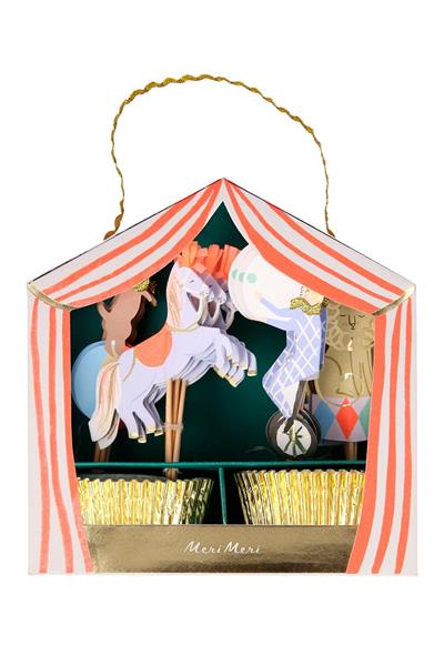 Meri Meri - Circus Parade Cupcake Kit - Sirk Cupcake Kit - 24lü Çok Renkli