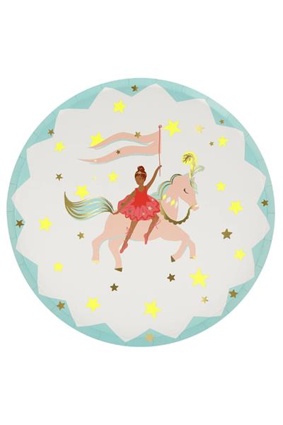 Meri Meri - Circus Side Plates - Sirk Tabaklar (M) (x8) Çok Renkli